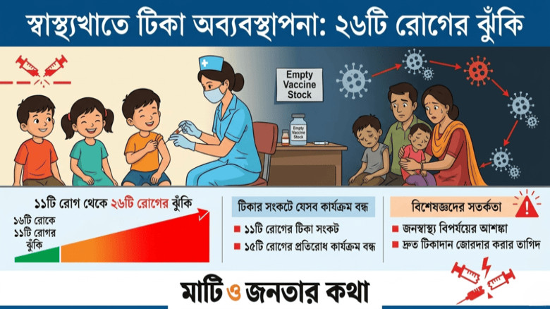 স্বাস্থ্যখাতে টিকা অব্যবস্থাপনা: ২৬টি রোগের ঝুঁকিতে দেশ, স্থ